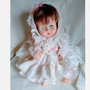 Vintage Vogue Baby Doll 16" Sleep Eyes Open Mouth Mid Century Haunted Heirloom